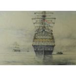 Marinus de Jongere, ship of the line, crayon