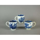 Three Worcester coffee cups, circa 1775-85