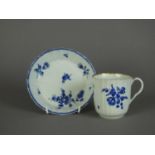 Worcester 'Dry Blue' coffee cup and saucer, circa 1770-75