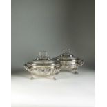 A pair of George III silver sauce tureens