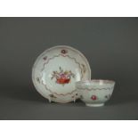 Rare Caughley polychrome tea bowl and saucer, circa 1790