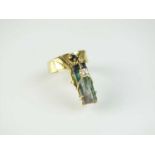 An 18ct gold watermelon tourmaline and diamond ring