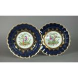 Pair of Worcester 'Fancy Bird' plates