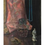 William Frederick Vere Kebbell (1888-1963), Still L:ife with Jade necklace, pastel