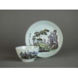 Worcester teabowl and saucer, circa 1768