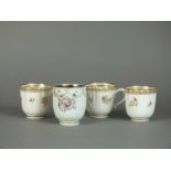 Four Caughley coffee cups, circa 1785-90