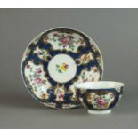 Worcester 'Blue Scale' teabowl and saucer circa 1768-72