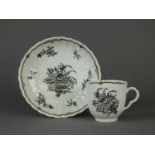 Worcester fluted coffee cup and saucer, circa 1755-68