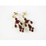 A pair of garnet ear pendants