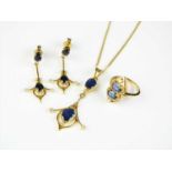 An 18ct gold suite of sapphire and diamond jewellery