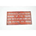 An original London, North Eastern Railway cast iron sign