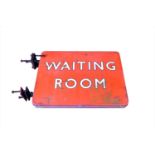 A large double-sided 20th century enamel 'Waiting Room' sign, possibly British Railways