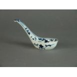 Worcester blue and white pierced rice spoon, circa 1775