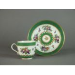 Worcester tea bowl, coffee cup and saucer, circa 1770-75