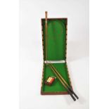A small games collection to include a billiard cue relating to Major Jack Mytton Esq