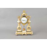 A 19th century white marble and ormolu cased portico type mantle clock by Vauchez, Paris