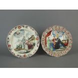 Two Dutch-decorated creamware plates
