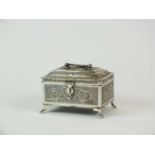 A 19th century Indian white metal casket