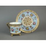 Two English porcelain cabinet cup and saucers, circa 1820