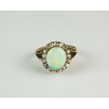 A 19th century opal and diamond cluster ring
