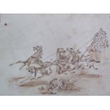 Collection of 18th Century watercolour sketches of horse and coaching scenes