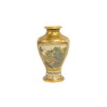 A late 19th century baluster satsuma vase bearing gilded seal mark, for Matsumoto Hozan and with