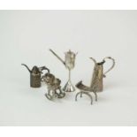 A collection of 19th century continental novelty silver miniatures