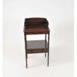 A Regency mahogany washstand with turned supports and an undertier with a frieze drawer, 50.5 x 45.5