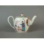 Worcester ribbed barrel-form teapot, circa 1775