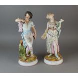 A pair of French bisque models of musicians, 19th century