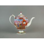 New Hall 'Boy in the Window' pedestal teapot and cover