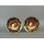 A pair of Coalport plates painted with fruit by Chivers