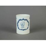 A rare and early Caughley monogrammed and dated mug