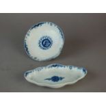 Caughley saucer and Worcester spoon tray