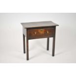 An early-mid 18th century oak side table, the single piece rectangular top above an ovolo lip-