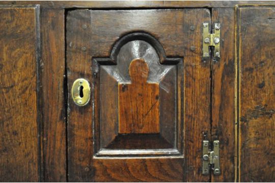 An early-mid 18th century oak dresser, North Wales, the rack with a cavetto cornice above an - Image 5 of 5