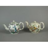 Two Staffordshire salt-glaze stoneware teapots and covers
