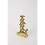 A 19th century brass doorstop, in the form of a woodsman smoking a pipe, 35cm high