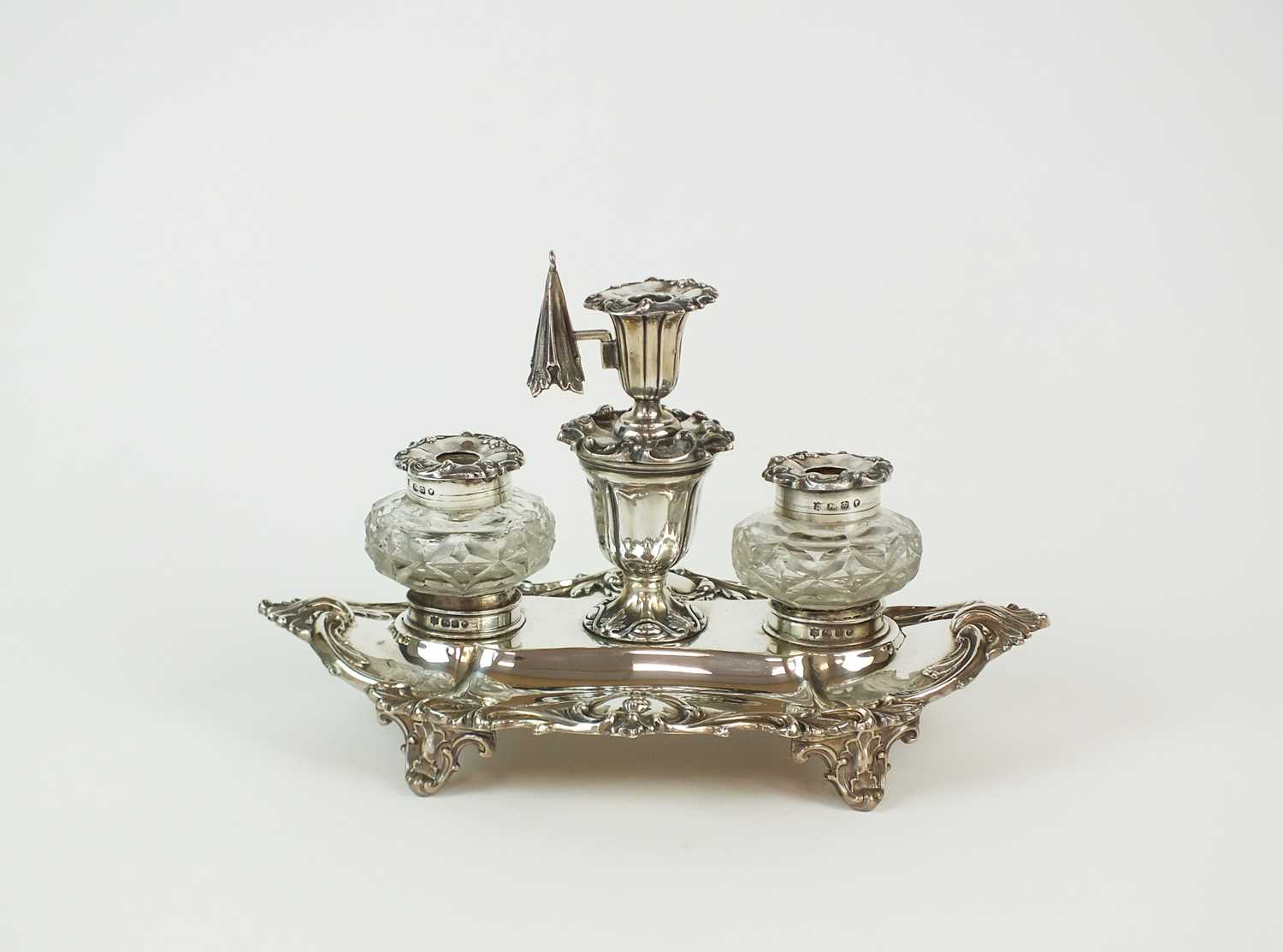 A Victorian silver ink stand