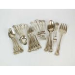 A harlequin collection of Kings and Queens pattern silver flatware