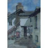 Alfred Heaton Cooper RI (British 1863-1929), Watercolour of Sheep being driven through an alleyway