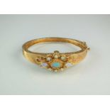 An opal set Catena bangle wristwatch