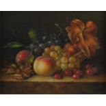 Robert Casper (British 20th Century), Autumnal Still Life with Peaches and Grapes