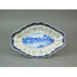 Caughley 'Bright Landscapes 2' dessert dish, circa 1788-92