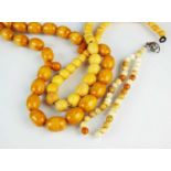 Two pressed/reconstituted amber necklaces