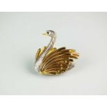 An 18ct yellow and white gold swan brooch