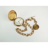 A 9ct gold full hunter pocket watch with albert