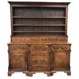 A large 19th century oak breakfront dresser, North Wales