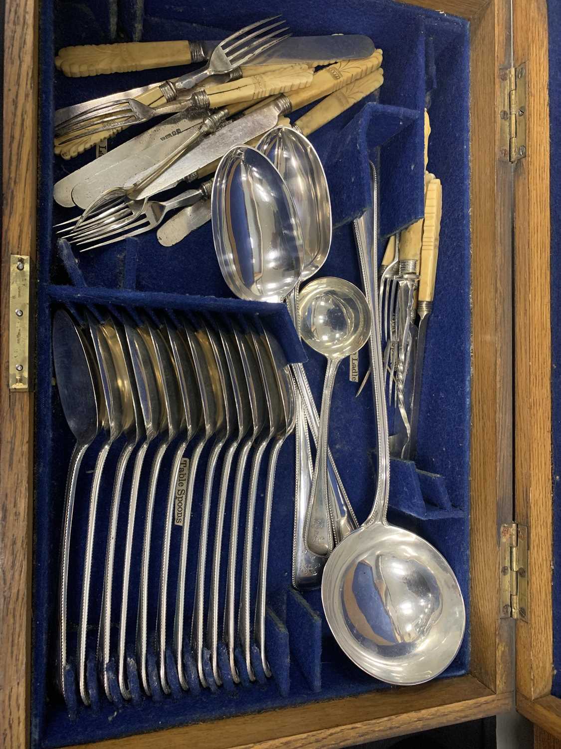 A Victorian cased canteen of silver flatware - Image 15 of 18