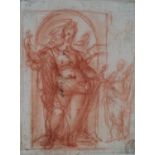 Italian School (16th Century) Drawing of Justice in a Niche red chalk on paper